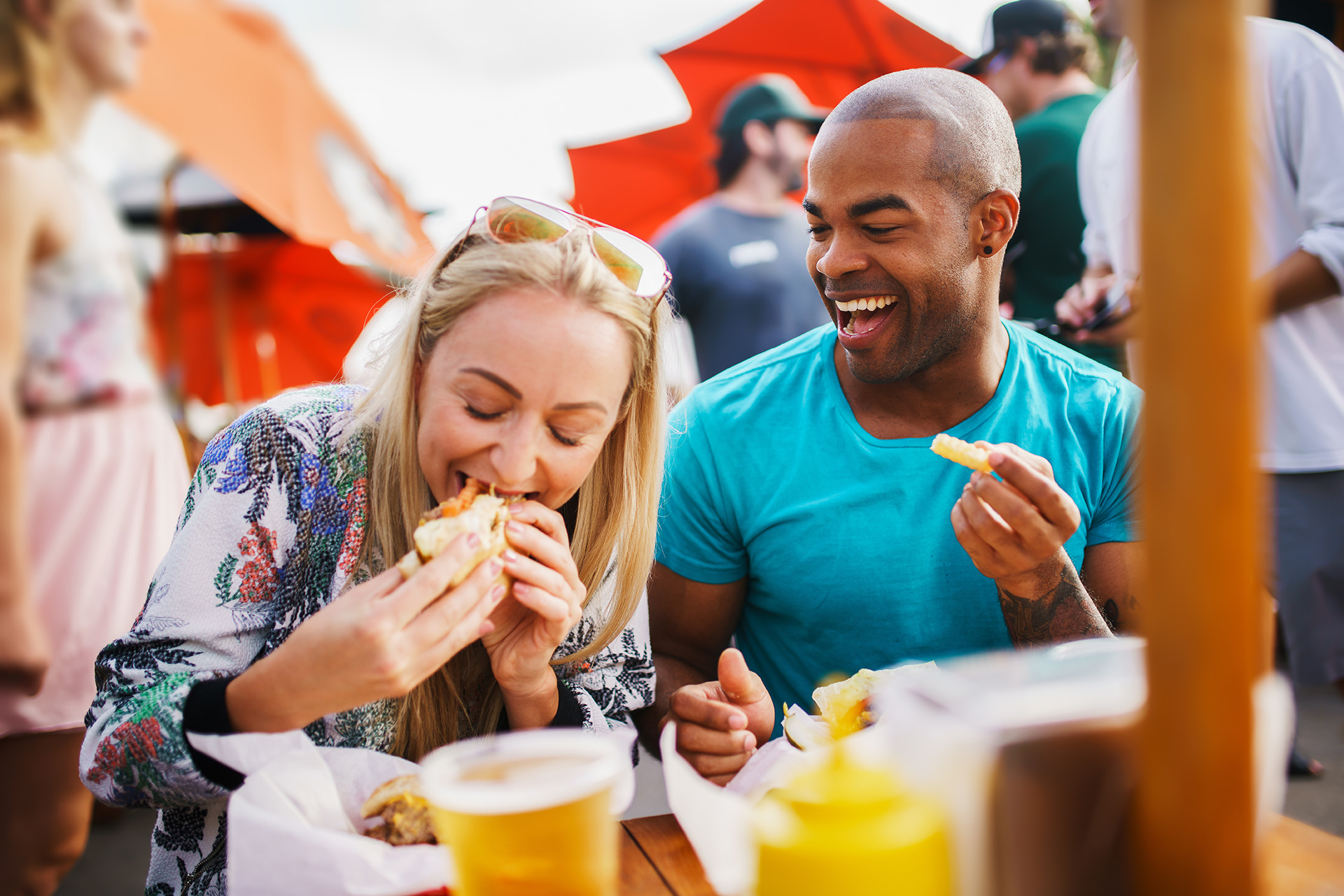 A man and women eating at a Restaurant in Leeds